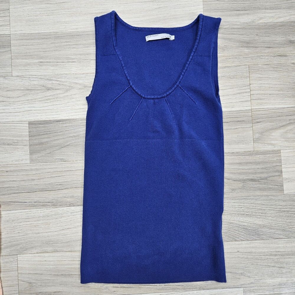 Old Navy Womens Blue Sweater Tank Medium Y2K Ribbed Blouse